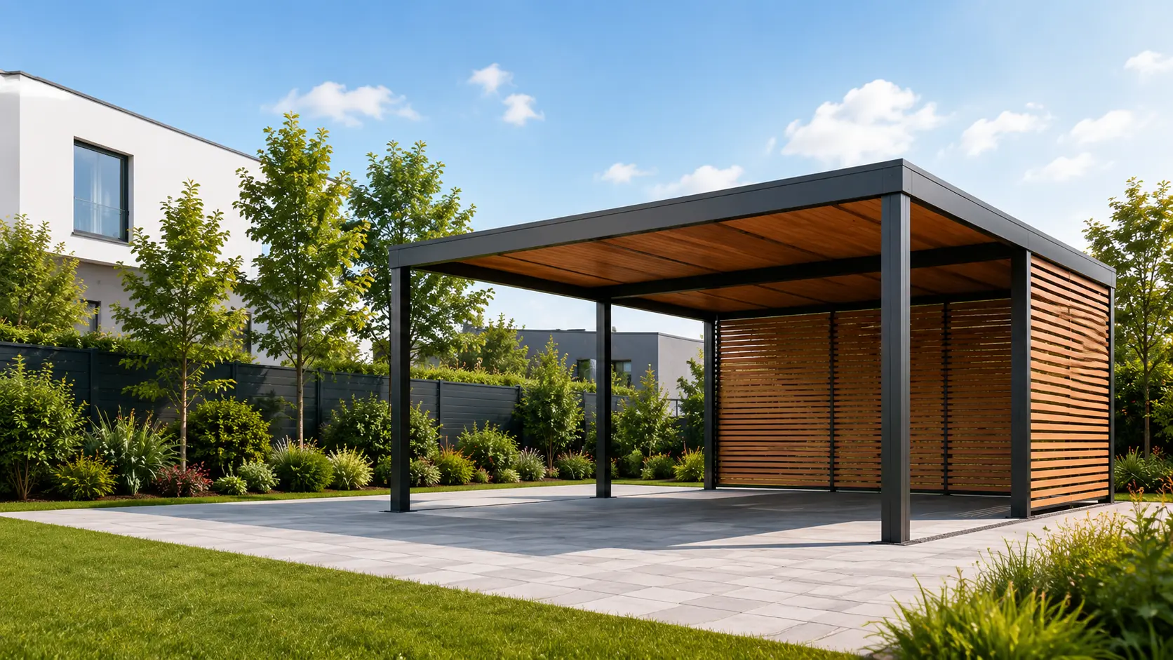Doppelcarport aus Holz und Stahl nach Maß